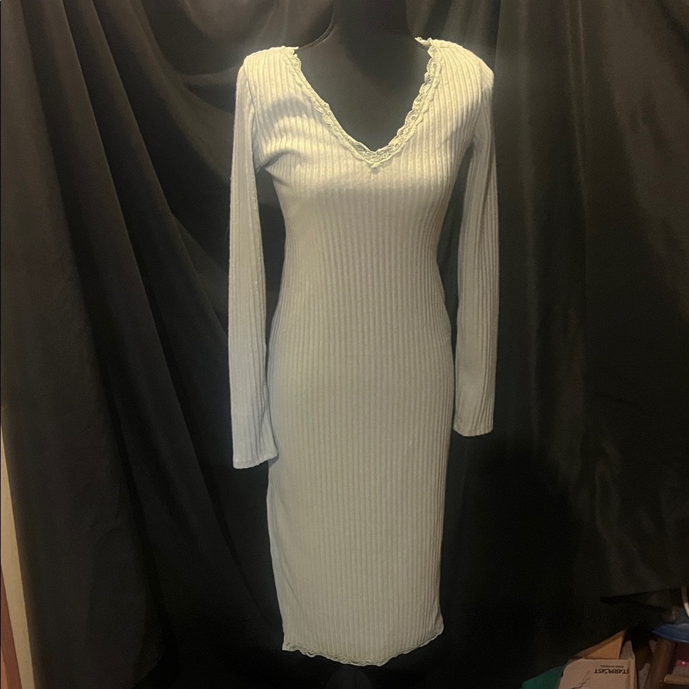 Chic Long Sleeve Ribbed Dress